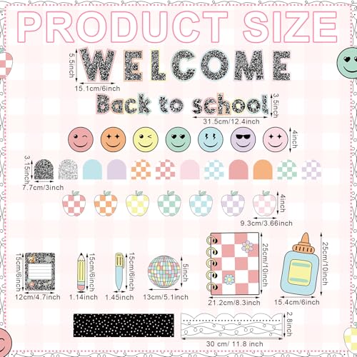 Mooliwe 94 Pcs Composition Checkered Bulletin Board Decor Set - style: Composition Checkered