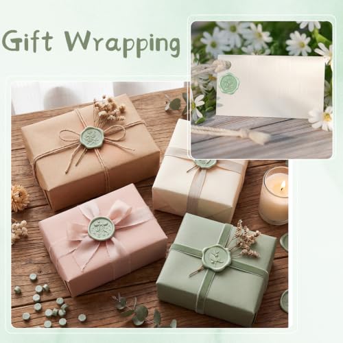 60 Pcs Wax Seal Stickers, Sage Green, 4 Flower Styles - color: Sage Green