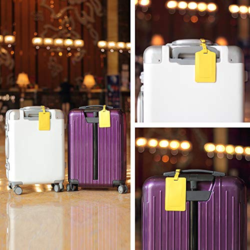 Vigorport Luggage Tags, Leather Personalized Suitcase Tag Set of 4 Pack - color: Yellow