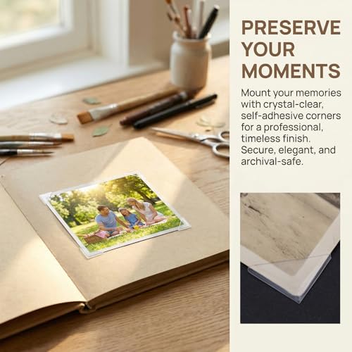 1428pcs 14 Sheets Clear Photo Corners, 0.44x0.6in, Clear