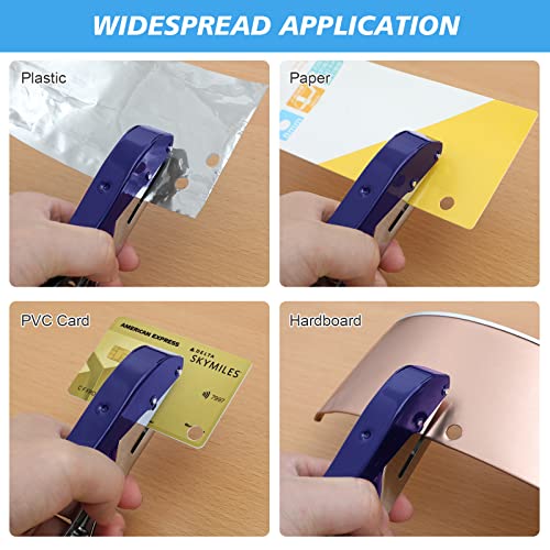 Heavy Duty Single Hole Punch - Portable Hand Held Paper Punch for Tags, Cards, Plastic & Cardboard (8MM Blue) - color: 8MM BLUE