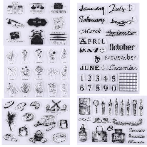 352 Pieces Acrylic Stamp Blocks Tools Set Include 339 Clear Stamp Blocks, 8 Pcs Colorful Craft Ink Pad 5 Pcs Clear Stamping Blocksfor Scrapbooking Card Making DIY