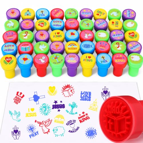 Yexiya 100 Pcs Christian Stamper Bulk Back to School Teacher Review Stamp - style: Christian Bible