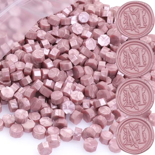 Rose Gold Wax Seal Beads 1450pcs (1.1lb), Andotopee Premium Sealing Wax Beads for Wax Seal Stamp, Affordable Wax Pellets Refill Pack for Wax Seal Kit, Wedding Invitation, Envelope Seal, Crafts - color: Rose Gold