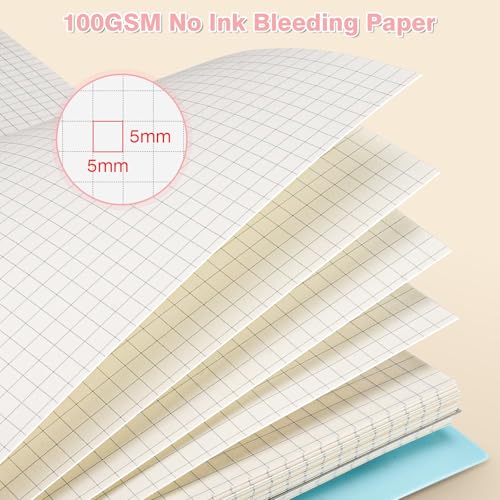 Graph Paper Notebook 8.5" X 11": 5 Subject Graphing Notebook with Dividers - color: Pink