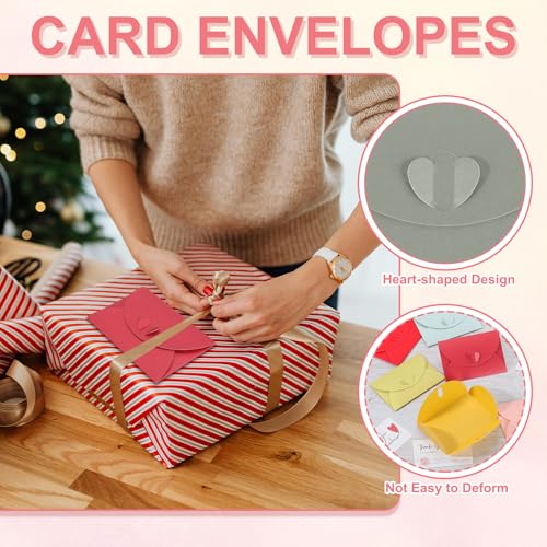 PATIKIL Mini Card Envelopes 4"x2.8", Cute Cards Holder with Heart Clasp for Birthday Weddings Favors Business Greeting Cards (Silver, Pack of 50) - color: Silver