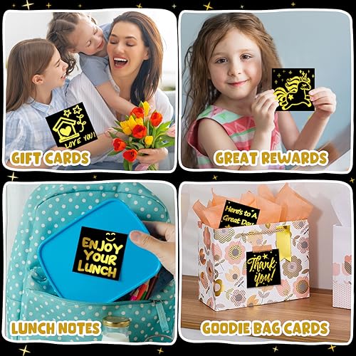 ZMLM 165 Pcs Rainbow Scratch Paper Art Notes - Crafts for Kids Ages 4-8 | Mess Free Classroom Prizes,1st 2nd 3rd Grade School Activity Bulk, Back to School Gifts for Students from Teacher - style: Gold