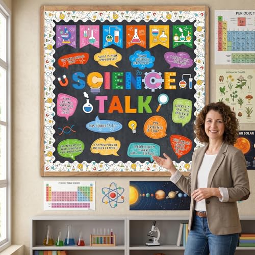 Science Bulletin Board Decorations Science Classroom Decor Sets | Science Talk Classroom Decor, Back to School Paper Cutouts, Bulletin Board Decor, School Office Wall Decor Supplies - color: Science
