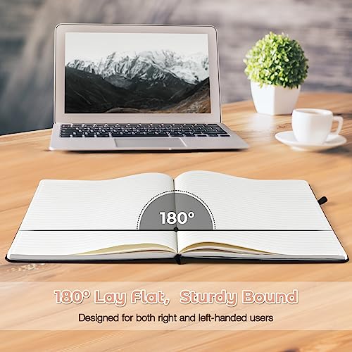 Lined Journal, 8.5" x 11" Hardcover Leather Notebook, No Bleed Thick Paper - color: Pink, size: A4 Wide Ruled