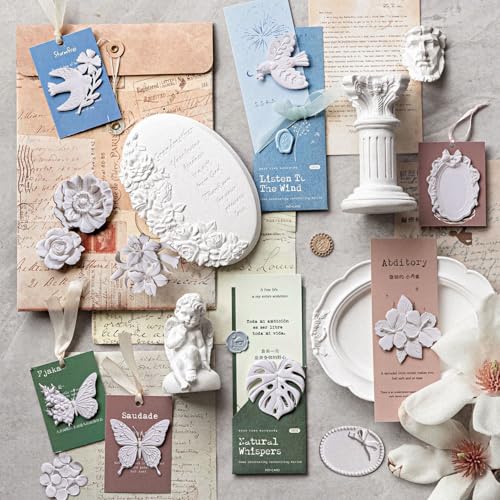 120 Pcs Vintage Letterpress Embossed Floral Stickers for Journaling - color: Relief Collection