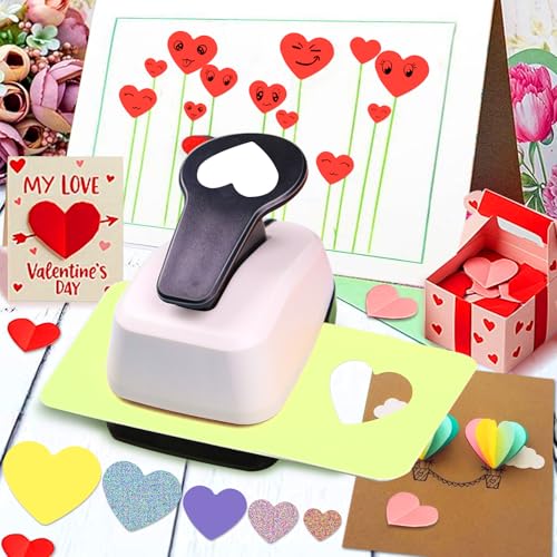 Heart Hole Punch, Heart Punches for Paper Crafts, 3/8+5/8+1+1.5+2 in Punch - size: 5 Pack, 3/8+5/8+1+1.5+2 in