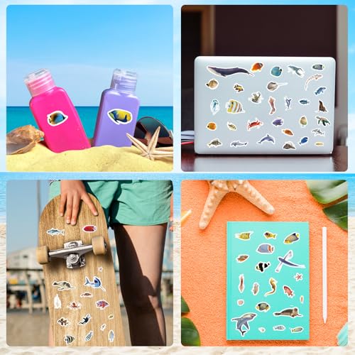 Ocean Animals Stickers 820 Count Sea Animal Fish Shark Stickers Party Favors Gifts Sticky Decor for Scrapbook Calendar Planner Gift Wrap Decor (Ocean) - color: Ocean