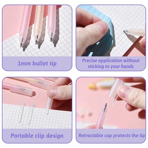 Scrapbook Tape Set, 8 Pack Double Sided Tape Roller with 4 Pack Quick Drying Color Spot Glue Pen Adhesive Glue Runner for Scrapbooking Journal Supplies, Glue Roller for School Office Teacher (12)