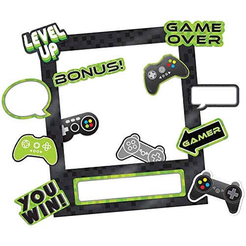 Amscan Customizable Photo Frame - Pack of 15 (35" x 30") - Multicolor Corrugate Plastic with 14 Unique Paper Cutouts - Perfect for Parties, Events & Photobooths, Level Up - style: Level Up
