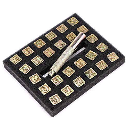 OwnMy 27PCS Leather Stamping Tools Kit, 13mm Capital Letters Stamps Set - size: 13mm - 27pcs