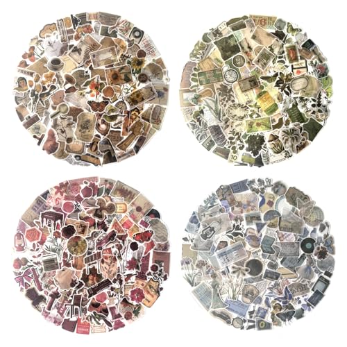 Maxleaf 400PCS Vintage Washi Sticker Set for Scrapbooking Journaling | Floral Retro Nostalgic Ephemera Stickers for DIY Crafts Planner Diary Album Handmade Work Journal Envelope Gift Wrapping