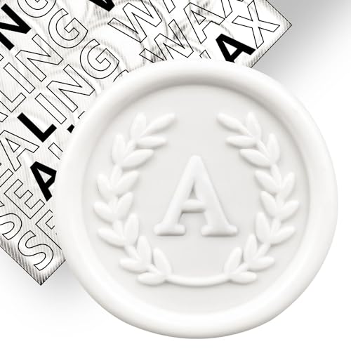 50Pcs White Letter A Adhesive Wax Seal Stickers, Hand-Made, No Need Seal Stamp, Tear and Use Wax Stickers for Wedding Invitations, Envelopes, Christmas Gift - color: White, size: A