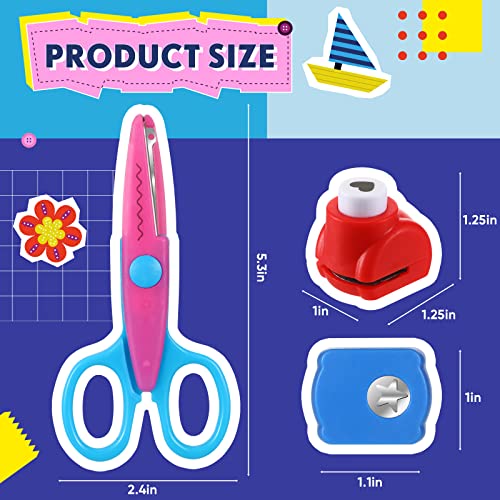 Gueevin 22 Pcs Craft Scissors Decorative Edge and Hole Punch Shapes Craft