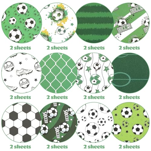 24 Sheets Soccer Scrapbook Paper, 11.8x11.8 Inch Double-Sided Print Sports Pattern Decorative Craft Paper, Scrapbook Specialty Papers for Card Making Photo Album Decor - color: WW026YDZQ