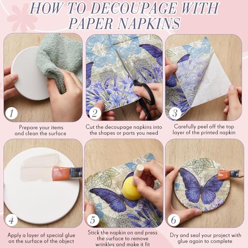 Crtiin 20 Pack Decoupage Napkins Floral Cocktail Decorative Paper Napkins - style: Style 7