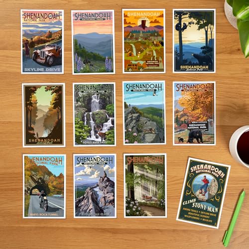 Lantern Press Shenandoah National Park - Postcard Set of 12 Different Original Hand Illustrated Postcards … - color: Shenandoah National Park