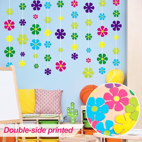 Outus 60 Pieces Retro Flower Cutouts for 60s 70s Hippie Party Wall Decor - color: Multi Color, size: 5.9'' 4.3'' 2.8''