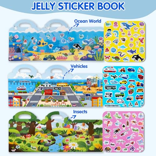 6 Sets Reusable Sticker Book for Kids 3-8 Year Old Birthday Gifts - color: 6 Sets - Animals/Vehicles/Insects/Ocean/Profession/Fruits & Vegetables