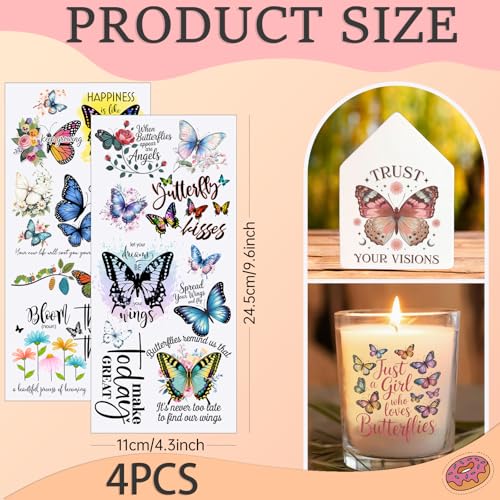 4 PCS Butterflies and Positive Quote Cuttable UV DTF Stickers - style: butterflies and positive quote