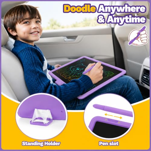 TEKFUN LCD Writing Tablet for Kids, Toys for Boys & Girls Ages 3-10, Drawing Tablet for Kids, Birthday Christmas for Boys & Girls Ages 3-10 (Purple) - color: Purple, size: 15 Inch