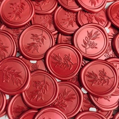Pollize 50Pcs Wax Seal Stickers, Wedding Invitation Envelope Stickers - color: Red
