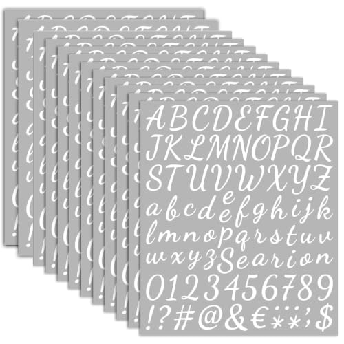 12 Sheets 1008 Pcs Vinyl Letters Numbers Stickers Kit, 1 Inch Waterproof Self Adhesive DIY Cursive Sticker Alphabet Number Letter Decals for Sign, Craft, Door, Mailbox, Office, Classroom Decor (White) - color: White