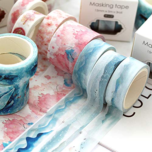 YUBBAEX Cute Printed Washi Tape 3 Rolls Japanese-Style Masking Tape Set Decorative for Arts, DIY Crafts, Journal Supplies, Planners, Scrapbook, Card/Gift Wrapping (Cherry Blossoms (Wide)) - color: Cherry Blossoms (Wide)