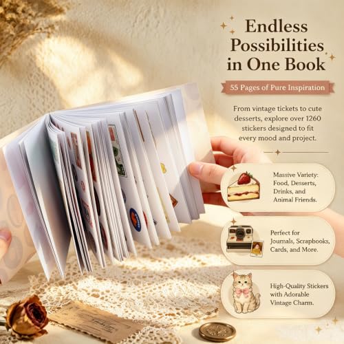 Tmtains 2026 New Girlhood Sticker Book for Scrapbook Junk Journaling DIY - color: Ak-white