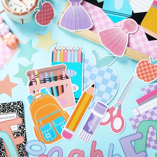 Mooliwe 94 Pcs Pastel Checkered Stationery Bulletin Board Decor Set - style: Pastel Checkered Stationery