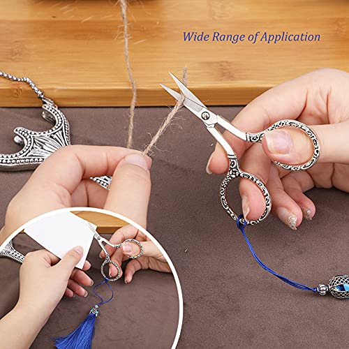 SHWAKK Embroidery Scissors, Stainless Steel Sharp Tip Retro Scissors - color: Bauhinia Silver