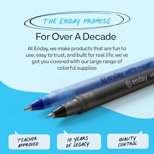 Enday Pens Ballpoint, Long Lasting Ink Pens Bulk 240 Pack (100 Black, 100 Blue & 40 Red), Smooth and Consistent Writing Pens, Medium Point (1.0mm) Flexible Round Barrel for Writing Comfort - color: Black, Blue & Red