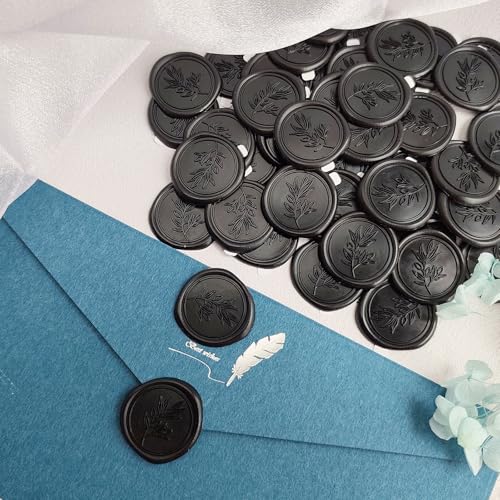 Pollize 50Pcs Wax Seal Stickers, Wedding Invitation Envelope Stickers - color: Black