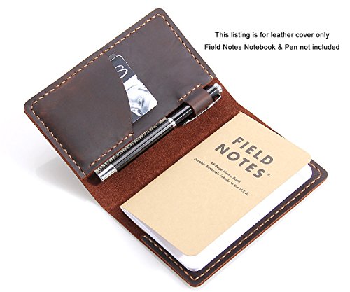 Robrasim Leather Journal Cover for Field Notes, Notebook Cover for Moleskine Cahier, Handmade Vintage Leather Cover for 3.5" x 5.5" Notebooks, Coffee