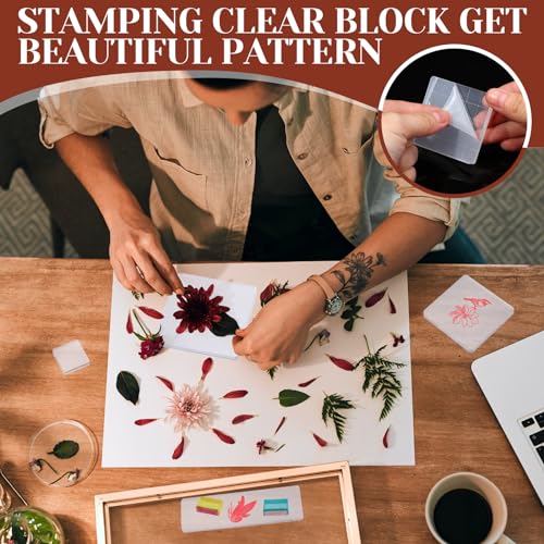 Mudder 7 Pcs Acrylic Stamp Blocks Set with Grid Lines,Straight Edge - style: Straight Edge