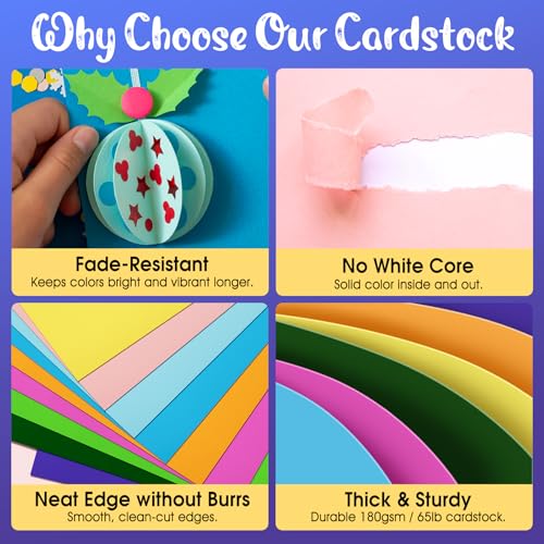 CreGear 40 Sheets Colored Cardstock Paper 8.5 x 11, 10 Colors Card Stock - color: Multicolor-10 Colors