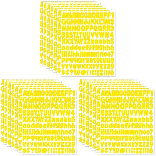 Alphabet Stickers, 1'' Yellow Letter Stickers - 12 Sheets, Self-Adhesive Vinyl for Mailbox Numbers, Bulletin Boards, Classroom & Home Decor (Pack of 3) - color: Yellow, size: 1Inch (Pack of 3)