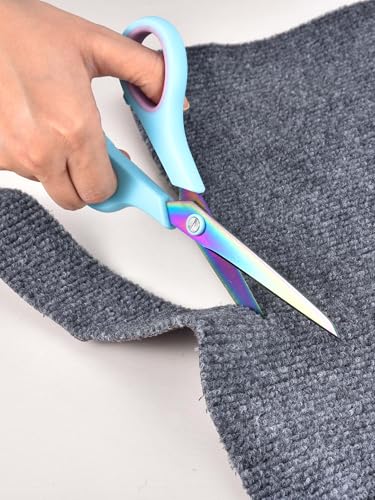 8.5" Multipurpose Office Scissors Heavy Duty, Titanium Coating Sharp Blades, Ergonomic Semi-Soft Rubber Grip, Scissors All Purpose for Sewing, School, Fabric, Art Craft Supplies, 3-Pack - size: 8.5"(Blue/Pink/Purple/3-Pack)
