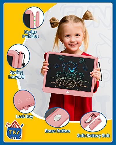 TEKFUN Toys 12" LCD Writing Tablet for Girls Ages 3–8, Cute Doodle Board Kids Love, Mess-Free Drawing Tablet for Creative Play, Great Christmas Birthday Gift for 4 5 6 7 8 Year Old Girs Pink - color: Pink, size: 12 Inch