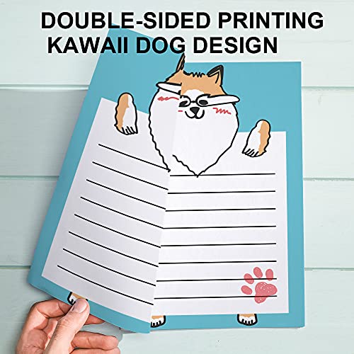 Stationery Set,Cartoon Dog Design Kawaii Stationary,Double-Sided Writing Paper With Lines,Kids Stationery Paper And Envelopes Set, 48 Cute Stationary + 24 Lovely Envelopes