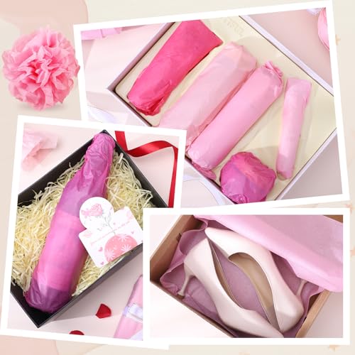 woric 160 Sheets Pink Tissue Paper for Gift Bags 20 X 14 Inches | Assorted Pink Tissue Paper Bulk for Bouquet Back To School Crafts Birthday Weddings Baby Shower Girl Decorations - color: Assorted Pink