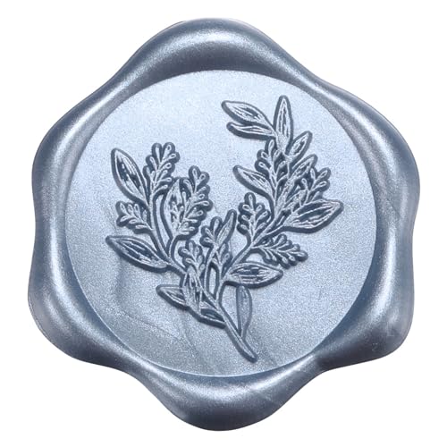 Yoption Eucalyptus Wax Seal Stickers, 50Pcs Metallic Blue Envelope Seals | Self Adhesive Wax Stickers for Wedding Party Invitation, Christmas, Gift Wrapping - color: Eucalyptus, Metallic Blue