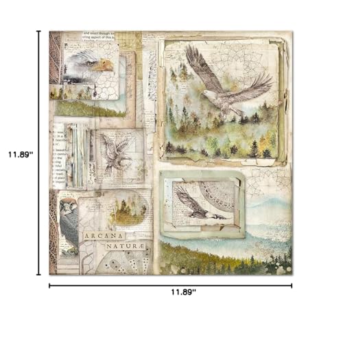 STAMPERIA INTERNATIONAL, KFT PAPER PAD 12X12 10PK FOREST, 30.5 x 30.5 (12" x 12"), Multicoloured - size: 30.5 x 30.5 (12" x 12"), style: Forest