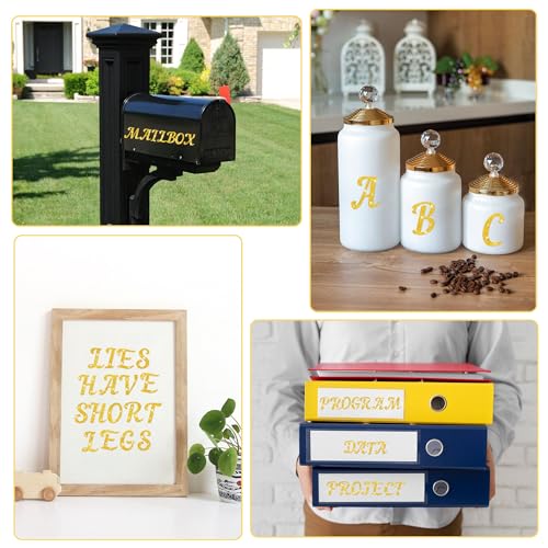 10 Sheets Gold Letter Stickers Glitter 520 Pcs Capital Alphabet Stickers - color: Gold
