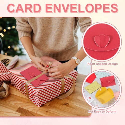 PATIKIL Mini Card Envelopes 4"x2.8", Cute Cards Holder with Heart Clasp for Birthday Weddings Favors Business Greeting Cards (Burgundy, Pack of 50) - color: Burgundy