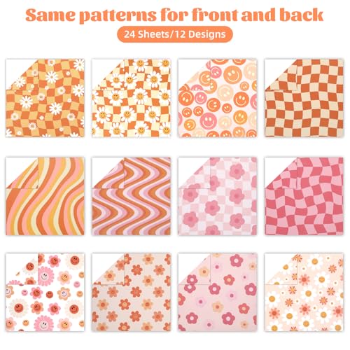 24 Sheets Little Orange Daisy Scrapbook Paper, 11.8x11.8 Inch Double-Sided Print Decorative Craft Paper, Scrapbook Specialty Papers for Card Making Photo Album Decor Junk Journal Supplies - color: WW021JSXCJ